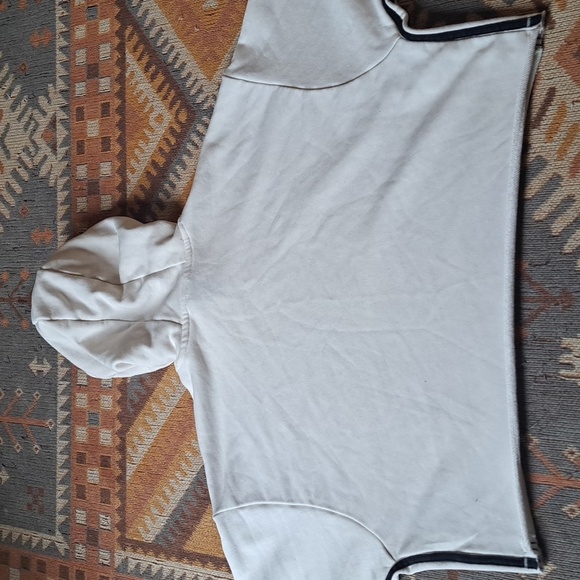 Adidas Hoodie Sweatshirt Womens XS Cropped Recycled Cotton 3 Stripe Performance - Picture 2 of 9